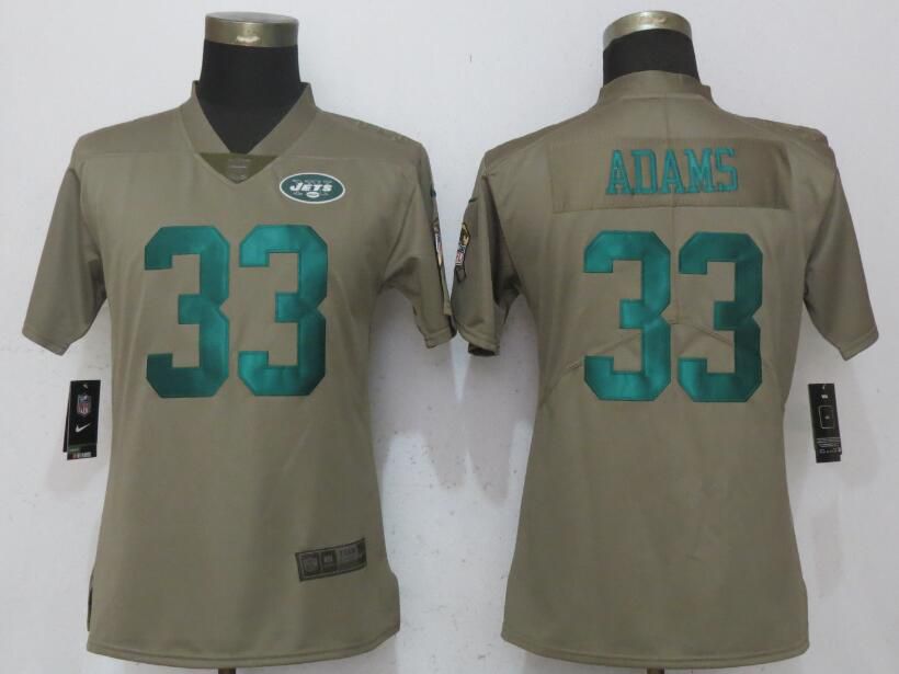 Women New York Jets #33 Adams Olive Salute To Service NFL Jerseys->philadelphia eagles->NFL Jersey